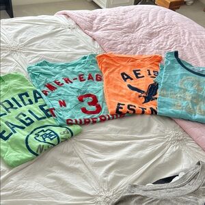 American Eagle Outfitters Tees - Green, Red, Orange, Blue